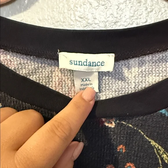 Sundance Black Floral Long-Sleeve Top with Red Accents - Picture 2 of 3